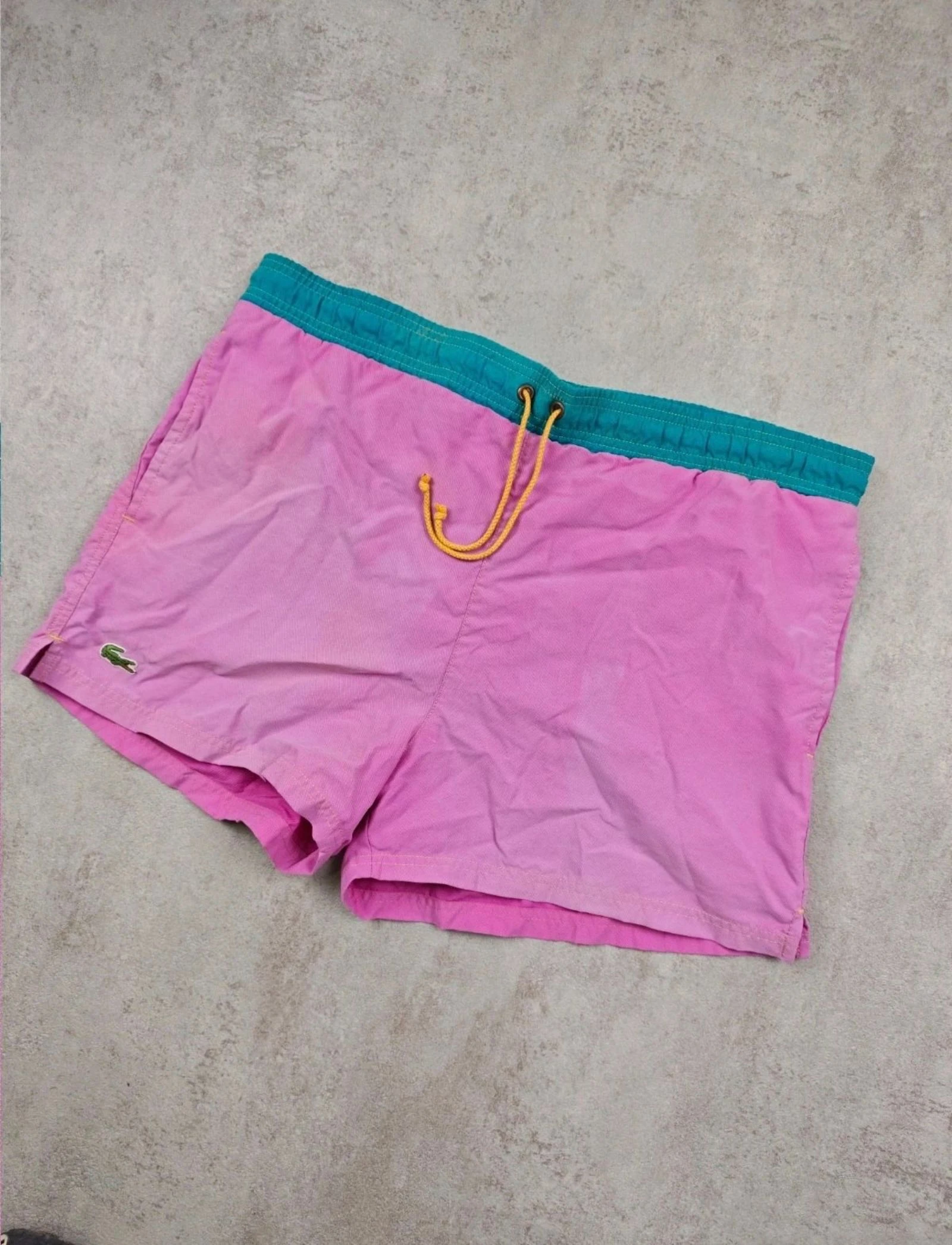 Lacoste Vintage Swim Shorts Colorblock Pink Teal Old Money Preppy Y2K 90s Retro Beachwear  XL – photo 11